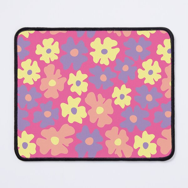 Item preview, pink 60s retro flower power, hot pink, purple, yellow, peach,  60s groovy pattern, hippie flowers designed and sold by blomastudios.