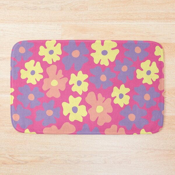 Item preview, pink 60s retro flower power, hot pink, purple, yellow, peach,  60s groovy pattern, hippie flowers designed and sold by blomastudios.