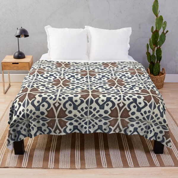 Artikelvorschau, Retro Tile Pattern Brown and Midnight Blue with Milky White entworfen und verkauft von RetroTile.