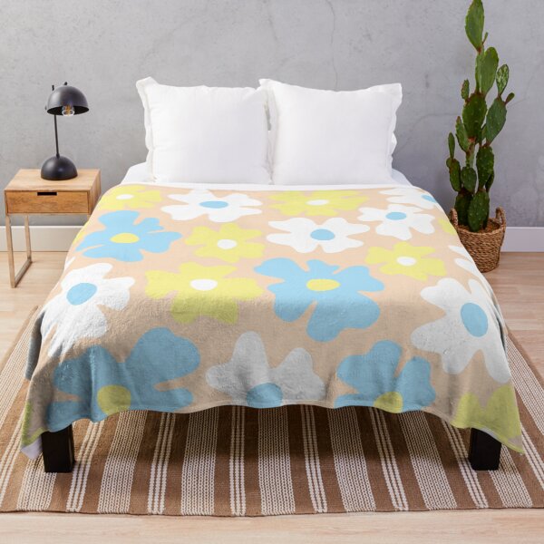 Item preview, 60s retro flower power, pastel blue, yellow, beige, 60s groovy pattern, hippie flowers designed and sold by blomastudios.