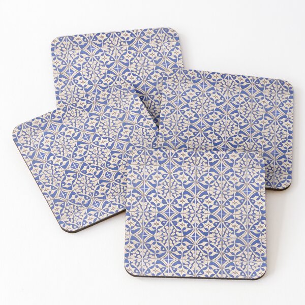 Item preview, Retro Tile Pattern Blue and Milky White with a little Light Brown details designed and sold by RetroTile.