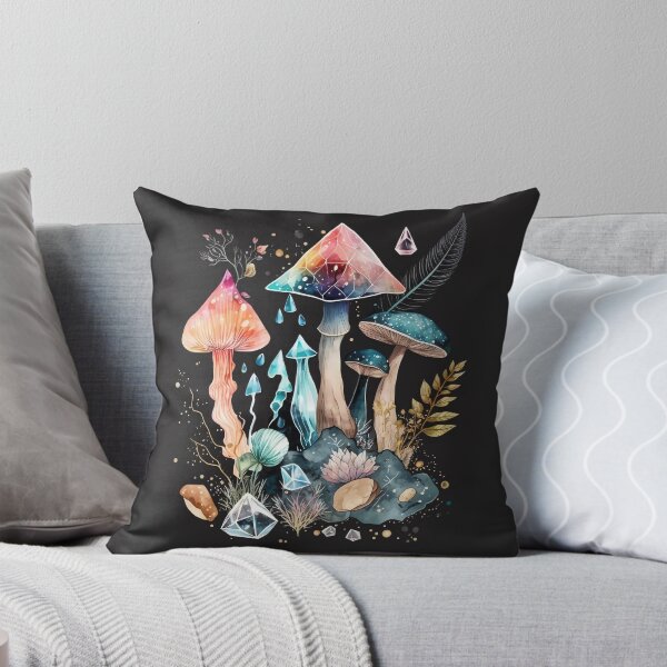 Item preview, Psychedelic watercolor mushrooms and crystals designed and sold by Sunchildprints.
