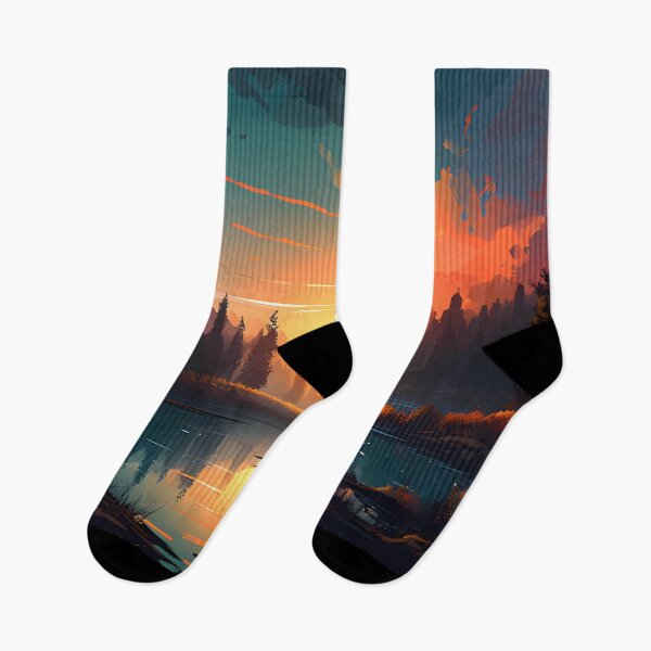 Item preview, Northern US forest and lake at sunset designed and sold by SingularityGeek.