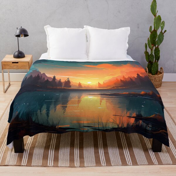 Item preview, Northern US forest and lake at sunset designed and sold by SingularityGeek.