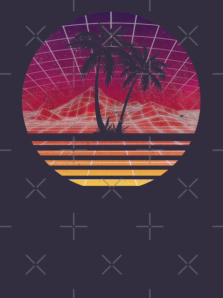 Modern Retro 80s Outrun Sunset Palm Tree Silhouette - Original by RetroRoy