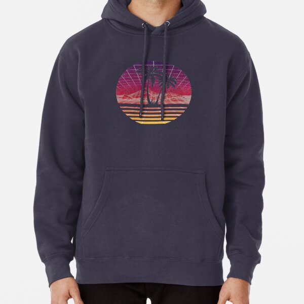 Modern Retro 80s Outrun Sunset Palm Tree Silhouette - Original Pullover Hoodie