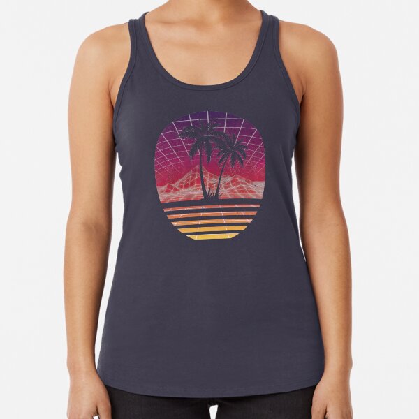 Modern Retro 80s Outrun Sunset Palm Tree Silhouette - Original Racerback Tank Top