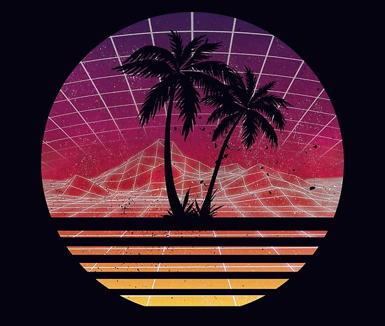 Download "Modern Retro 80s Outrun Sunset Palm Tree Silhouette ...