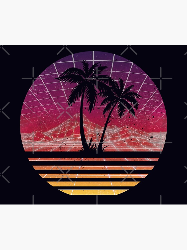 Modern Retro 80s Outrun Sunset Palm Tree Silhouette - Original by RetroRoy