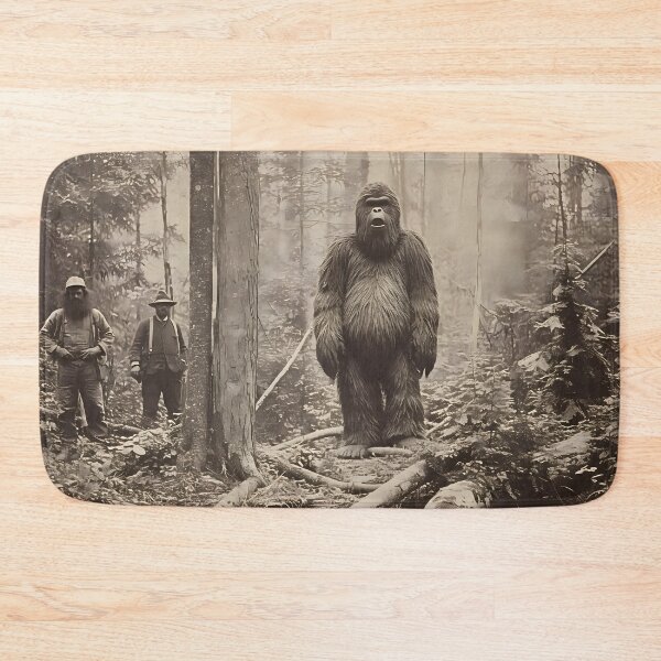 Item preview, Lumberjacks find Bigfoot and pose for an Instagram photo designed and sold by SingularityGeek.
