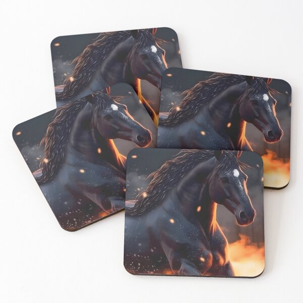 Item preview, Spirit of the South - Beautiful Strong Black Horse Escaping from Fire designed and sold by SingularityGeek.