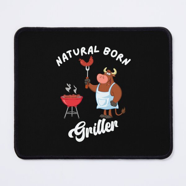 Item preview, Amusing Natural Born Griller - Cartoon Cow Grilling Sausages designed and sold by ElLocoMus.