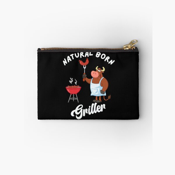 Item preview, Amusing Natural Born Griller - Cartoon Cow Grilling Sausages designed and sold by ElLocoMus.