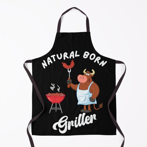 Item preview, Amusing Natural Born Griller - Cartoon Cow Grilling Sausages designed and sold by ElLocoMus.