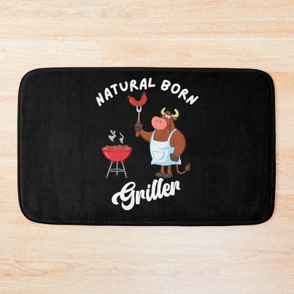 Item preview, Amusing Natural Born Griller - Cartoon Cow Grilling Sausages designed and sold by ElLocoMus.