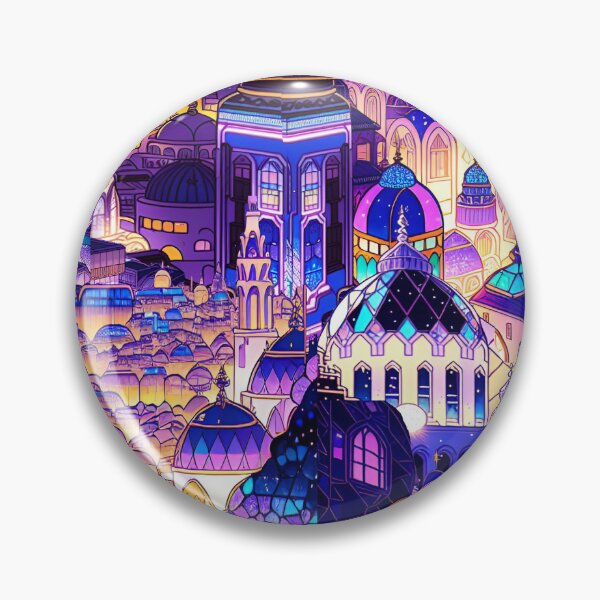 Artikelvorschau, Buntglas, Stadt, Nacht, magisch, Santorin entworfen und verkauft von Maria Mihailova.