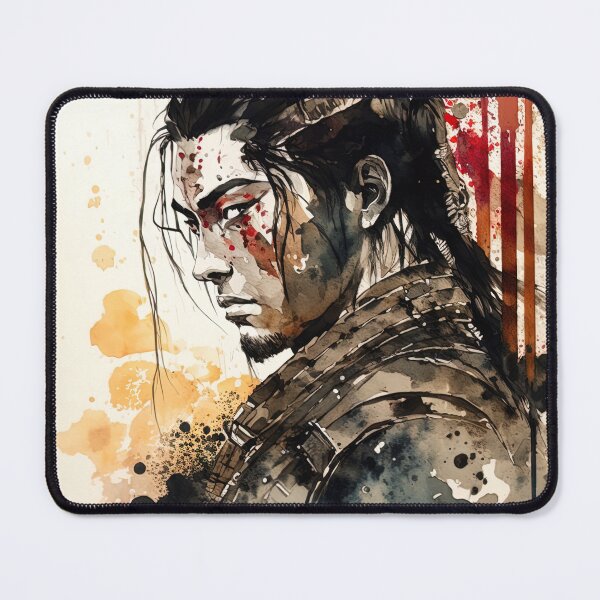 Item preview, Watercolor portrait of a Samurai designed and sold by M0thergoose.