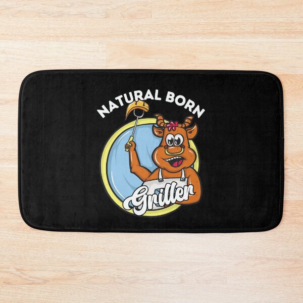 Item preview, Cheerful Natural Born Griller - Cartoon Cow Grilling designed and sold by ElLocoMus.
