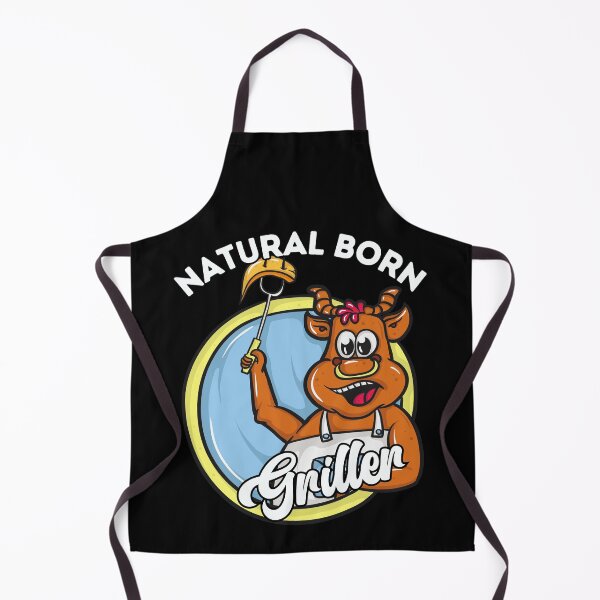Item preview, Cheerful Natural Born Griller - Cartoon Cow Grilling designed and sold by ElLocoMus.