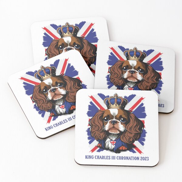 Item preview, king Charles coronation Spaniel dog wearing a crown with Union Jack Flag designed and sold by Gerald Waters.
