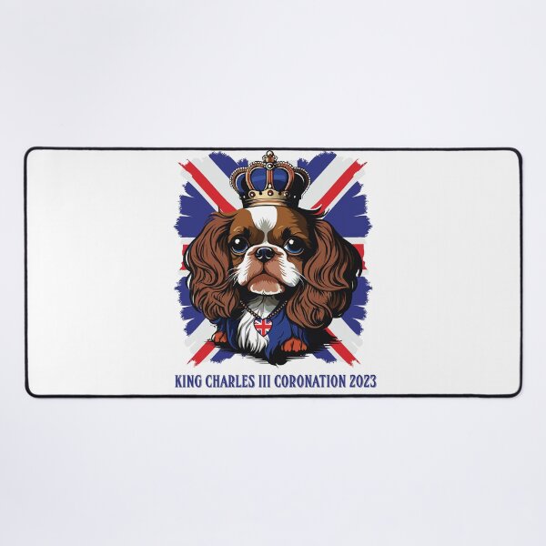 Item preview, king Charles coronation Spaniel dog wearing a crown with Union Jack Flag designed and sold by Gerald Waters.