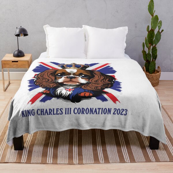 Item preview, king Charles coronation Spaniel dog wearing a crown with Union Jack Flag designed and sold by Gerald Waters.