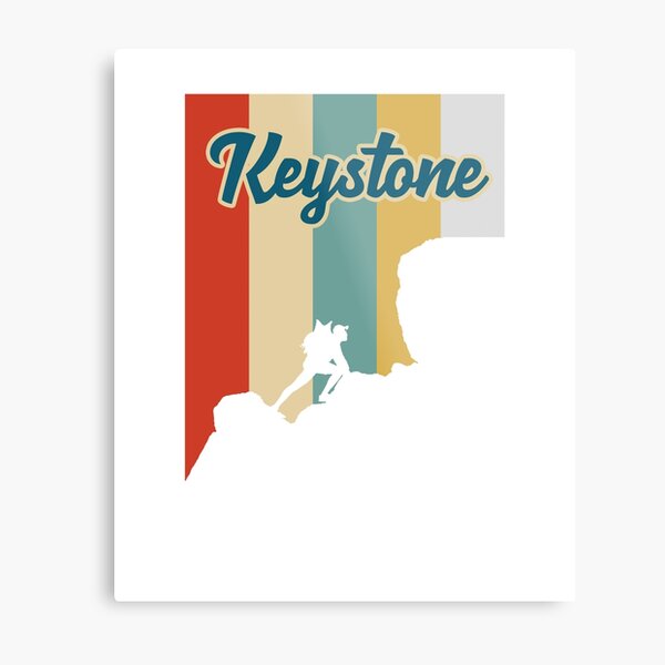 Retro Keystone Mountain Hiking T-Shirt Metal Print