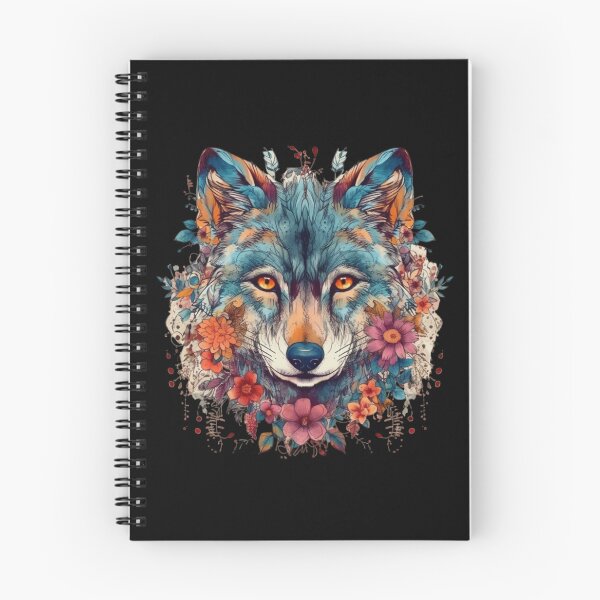 Item preview, Colorful Wolf With Flowers designed and sold by letsgetinspired.