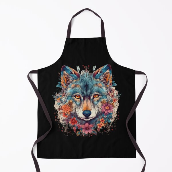 Item preview, Colorful Wolf With Flowers designed and sold by letsgetinspired.