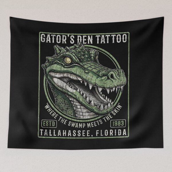 Item preview, Gator's Den, Alligator Old School Tattoo, Tallahassee, Florida, Crocodile Tattoo designed and sold by Proverbial Wisdom Design.