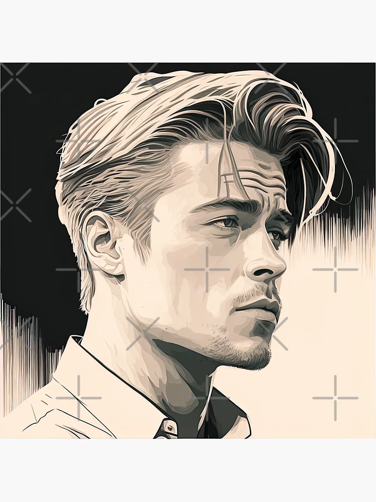 Brad Pitt Artwork - Hollywood Heartthrob Sticker for Sale by