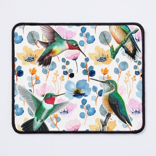Item preview, HUMFLO - Hummingbirdfloral and Cosmos flower watercolor pattern designed and sold by BeebooDesign.