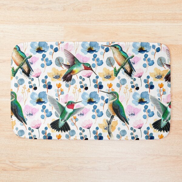 Item preview, HUMFLO - Hummingbirdfloral and Cosmos flower watercolor pattern designed and sold by BeebooDesign.