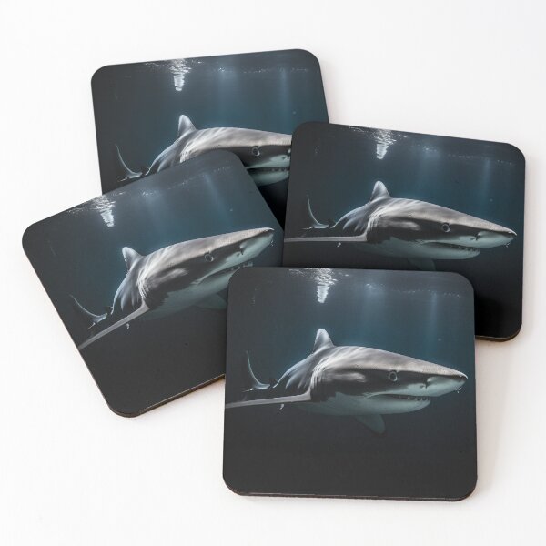 Item preview, Ocean's Apex: Fearsome Shark Illustration on Black Background designed and sold by IInspired Store.