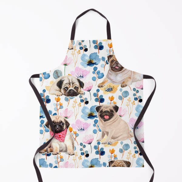 Item preview, DOFLO6 - Pug cute Blue floral and Cosmos flower watercolor pattern designed and sold by BeebooDesign.
