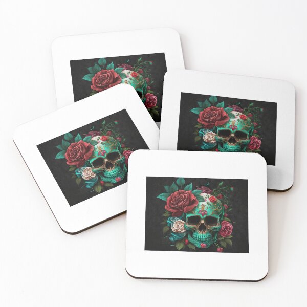 Item preview, Green Mexican Skull with Roses designed and sold by CreativeShirts2.