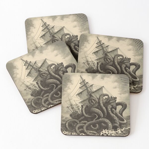 Item preview, Vintage Kraken Attacking Ship designed and sold by pauloss.