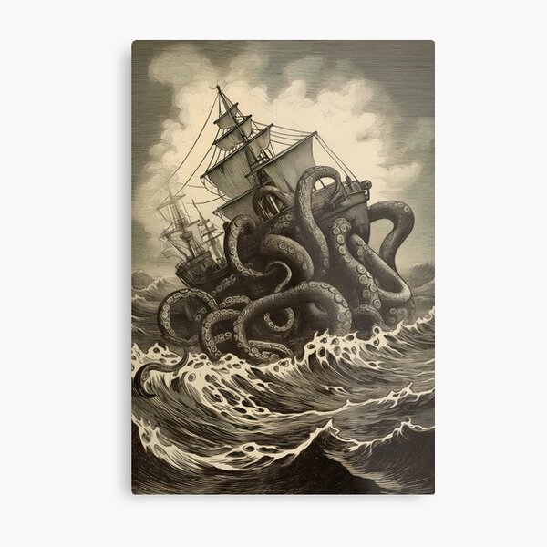 Item preview, Vintage Kraken Attacking Ship designed and sold by pauloss.