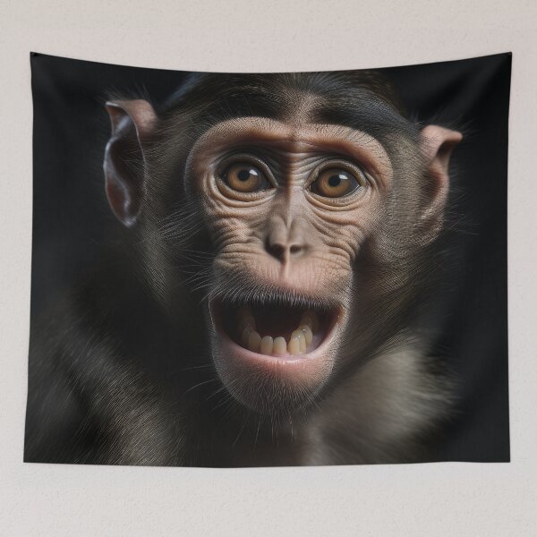 Item preview, Playful Primate: Charming Monkey Illustration on Black Background designed and sold by IInspired Store.