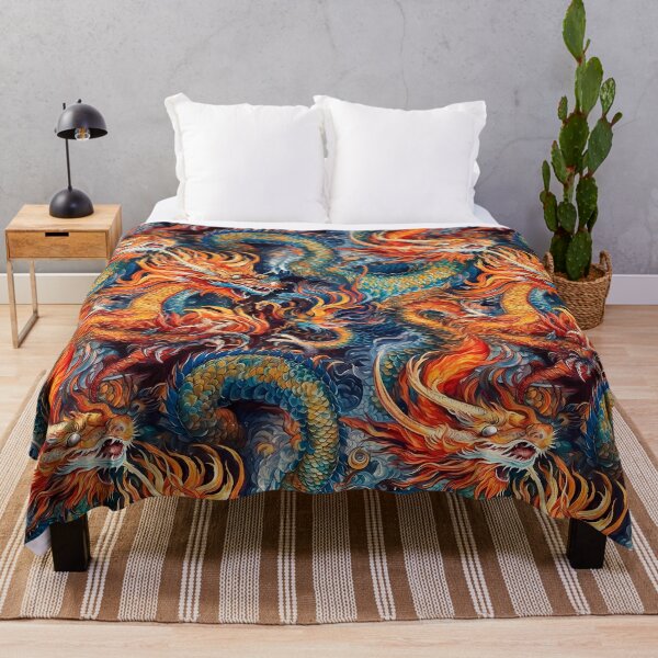 Item preview, Fire Dragons Watercolor Retro Pattern designed and sold by SecretDicer.