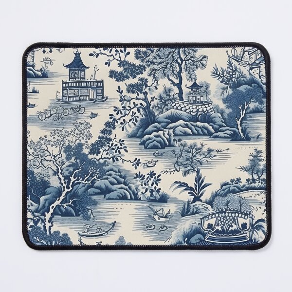 Item preview, Antique Ming China Blue and White Chinoiserie Linen designed and sold by Kentala.
