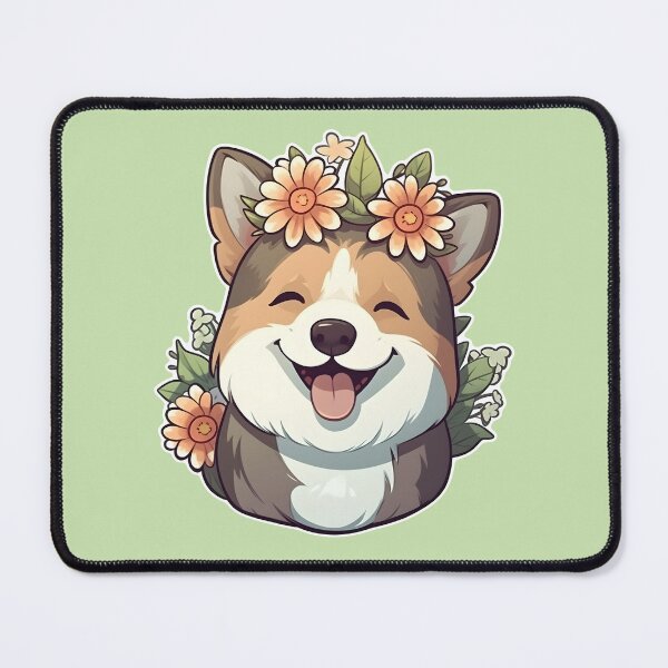 Item preview, Corgie with flowers designed and sold by AdisAvenue.