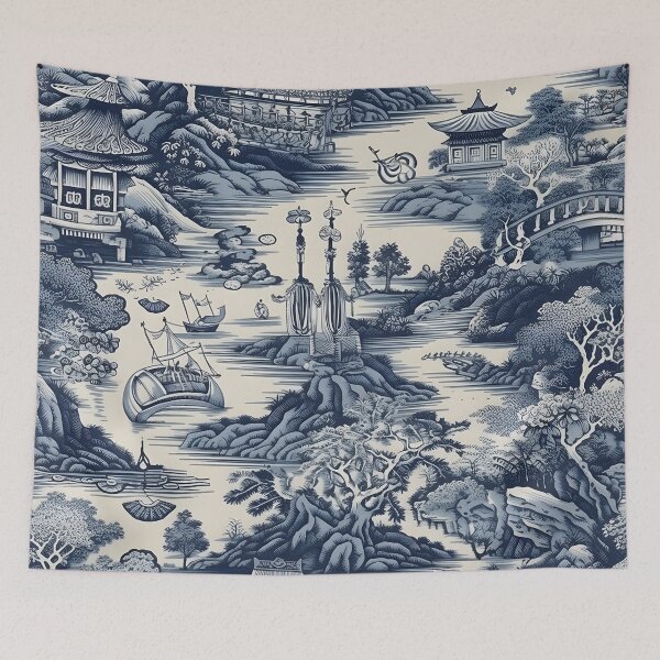 Item preview, Ancient Ming China Chinoiserie Blue and White Duvet Cover designed and sold by Kentala.