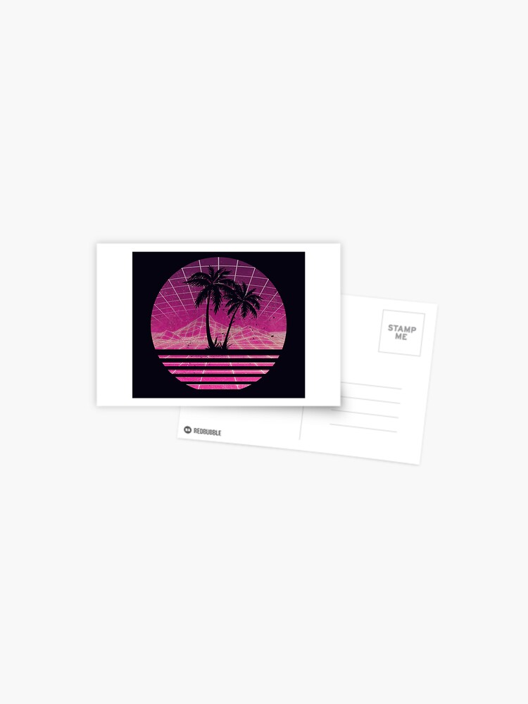 modern retro 80s outrun sunset palm tree silhouette magenta postcard by retroroy redbubble modern retro 80s outrun sunset palm tree silhouette magenta postcard by retroroy redbubble