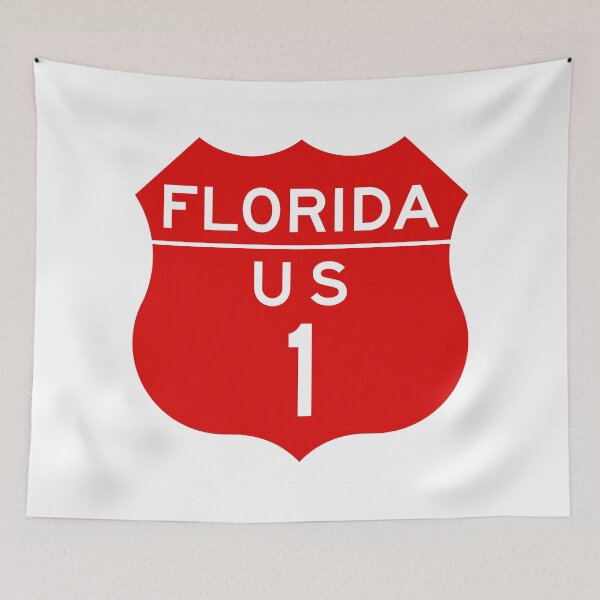 Item preview, Vintage Florida US Route 1 Highway Sign Key West to Miami designed and sold by NewNomads.