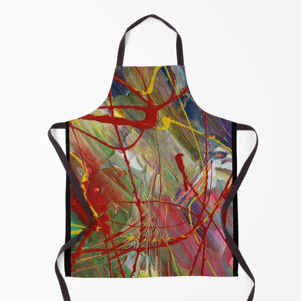 Item preview, Action painting intuitive design with red and yellow lines against colorful background number one designed and sold by allartbymike.