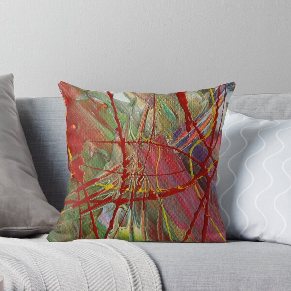 Item preview, Action painting intuitive design with red and yellow lines against colorful background number one designed and sold by allartbymike.
