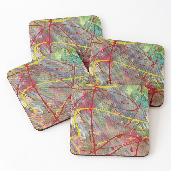 Item preview, Action painting intuitive design with red and yellow lines against colorful background number two designed and sold by allartbymike.