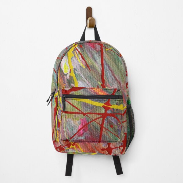 Item preview, Action painting intuitive design with red and yellow lines against colorful background number two designed and sold by allartbymike.