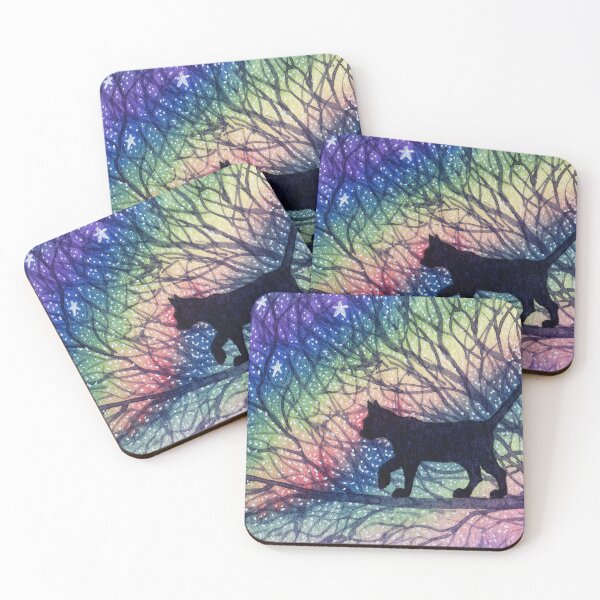 Item preview, Black cat in a tree with a heavenly view of stars designed and sold by SusanAlisonArt.